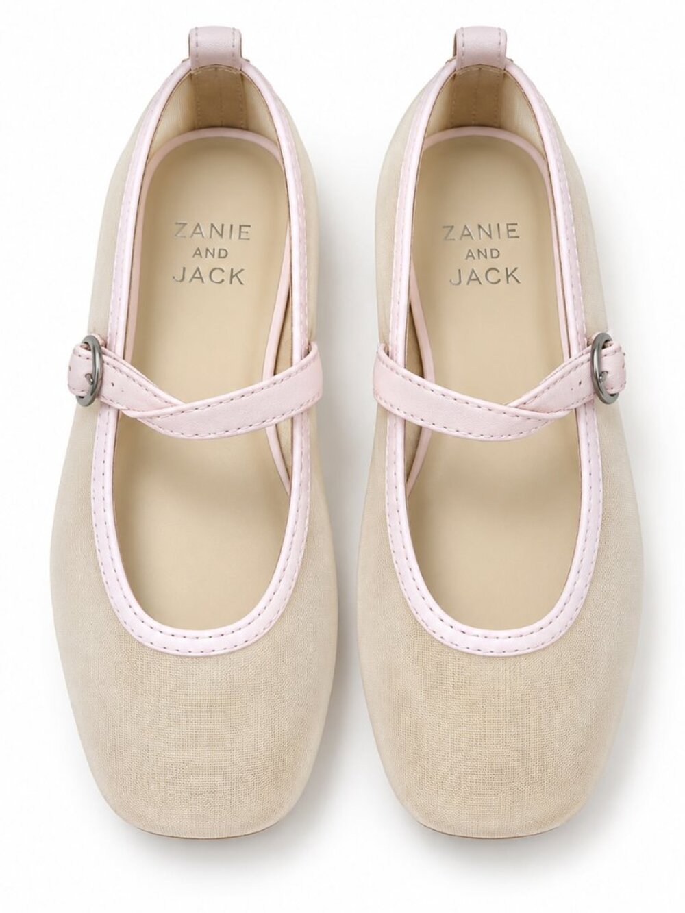 Zanie and Jack Girls Blush Pink & Beige Mary Jane Flats